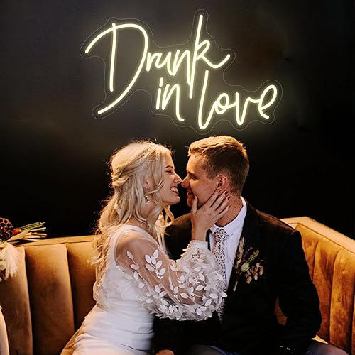 Miniatura 2 de Letrero de neón con texto en inglés "Drunk in Love", letreros LED de neón para decoración de pared, letreros de neón personalizados para decoración