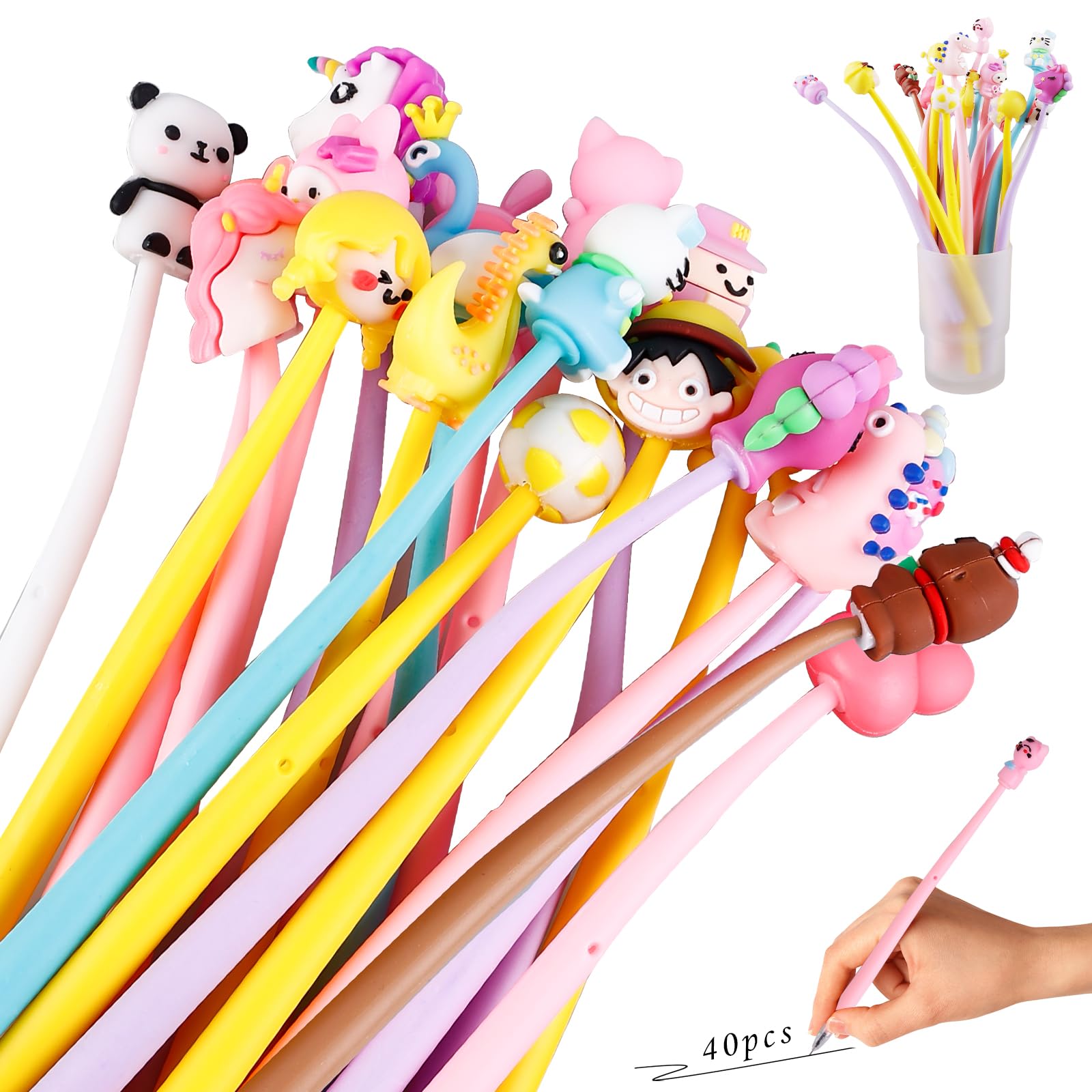 30 Penne Gadget Kawaii Per Bambini - Penne Divertenti Con Testina Dondolante Per Compleanni E Feste - Foto 3