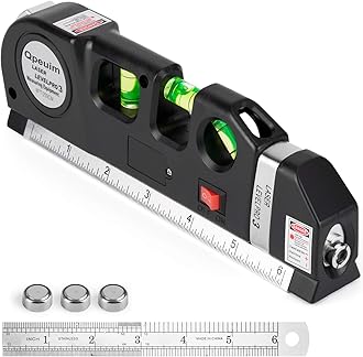 Multipurpose Laser Level Kit - Standard Cross Line Leveler Beam Tool With Metric Rulers By Qpeuim