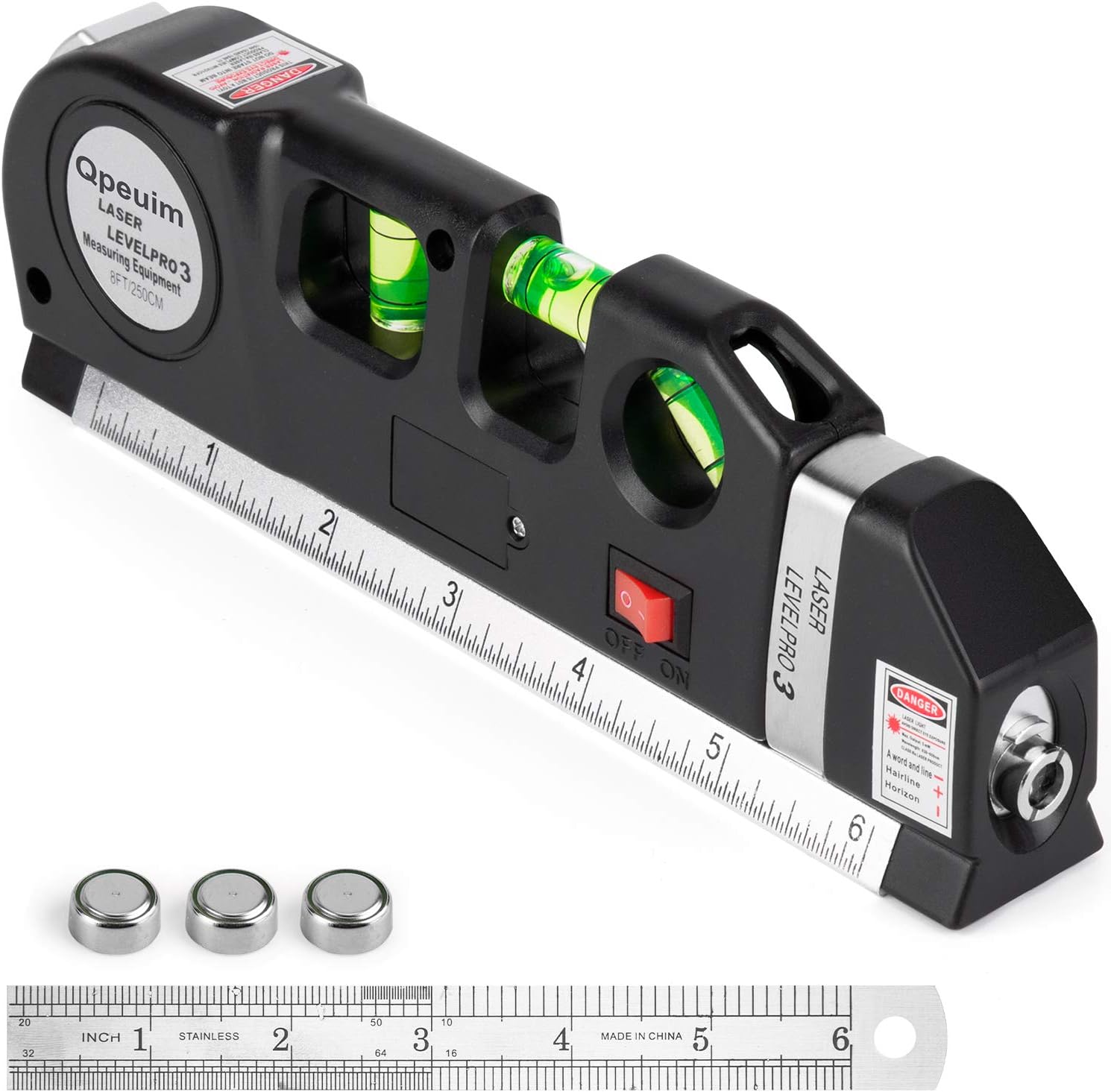 Multipurpose Laser Level Kit - Standard Cross Line Leveler Beam Tool With Metric Rulers By Qpeuim