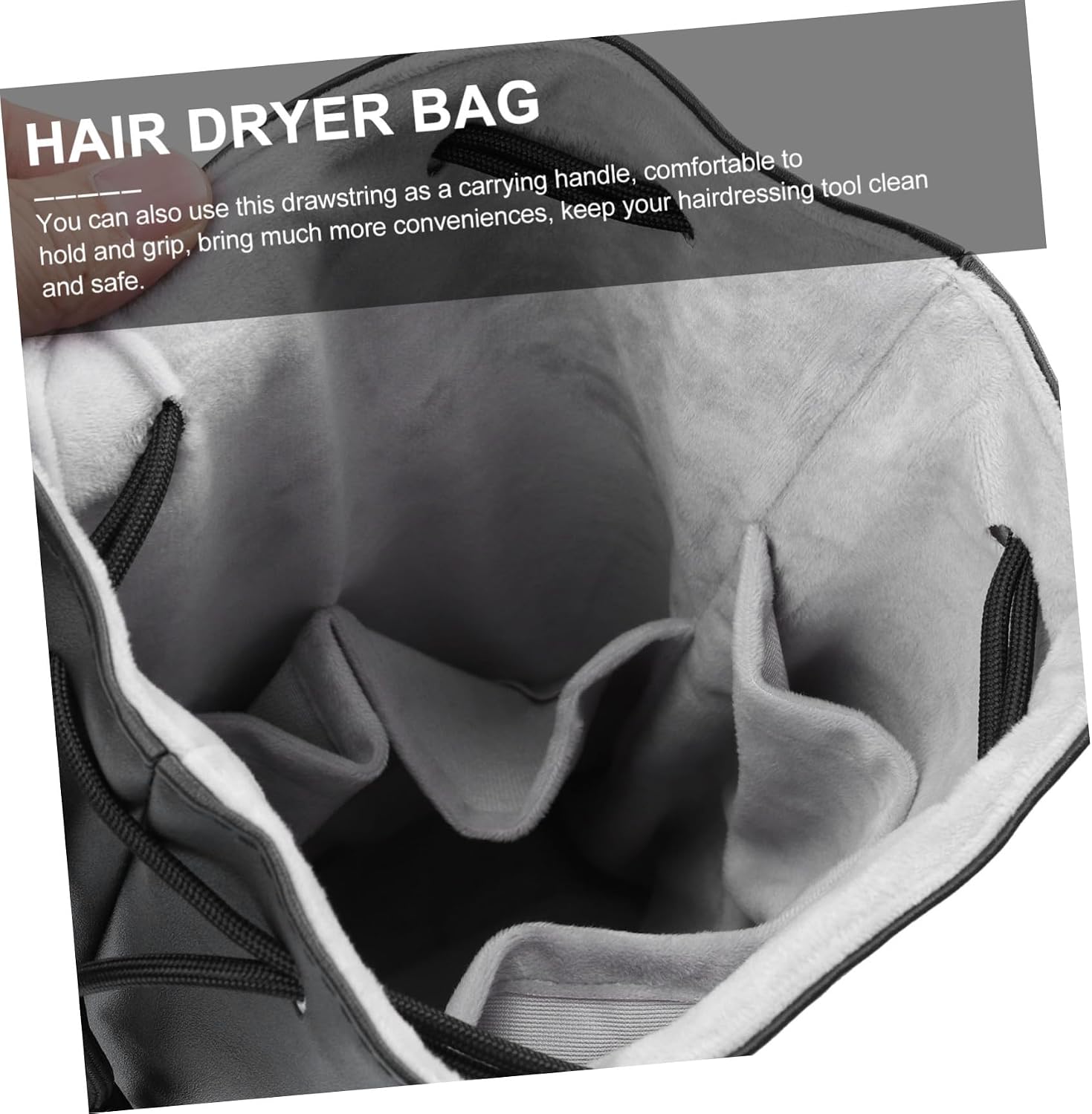 ARTIBETTER Pu Leather Hair Dryer Bag and Women Hair Blower Pouch Portable Travel Carrying Case Black Storage Organizer