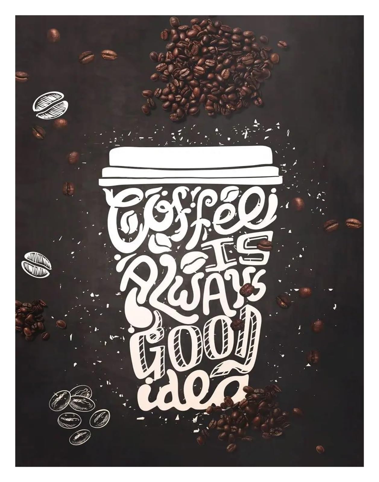 Cuadro sobre lienzo con citas de café y cartel moderno de 20x30cm para decorar restaurantes