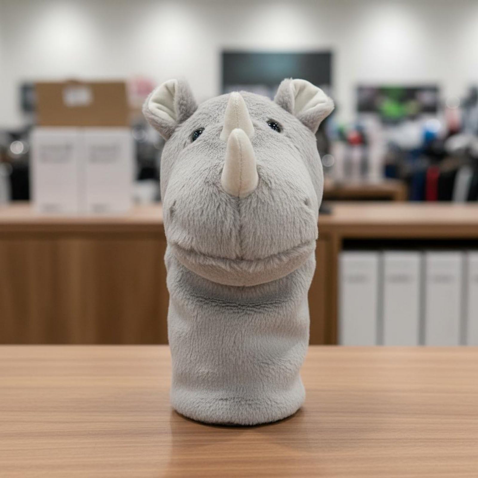 Qianly Golfschläger Schutzhülle Rhinoceros weicher Plüsch Rhinoceros Schlägerhaube Kratzschutz Tierkopf Golfhaube für Golf-Liebhaber