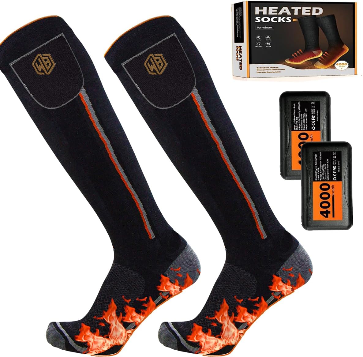 WISSBLUE Wool Ski Socks Rechargeable Heated Socks