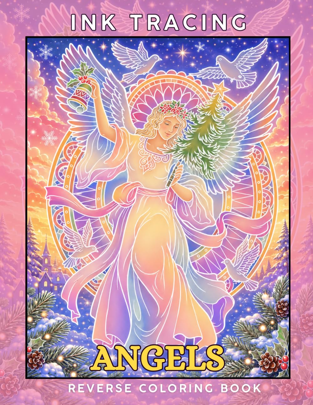 Ink Tracing Angels: A Whimsical Reverse Coloring Book for Adults for Relaxation and Creativity