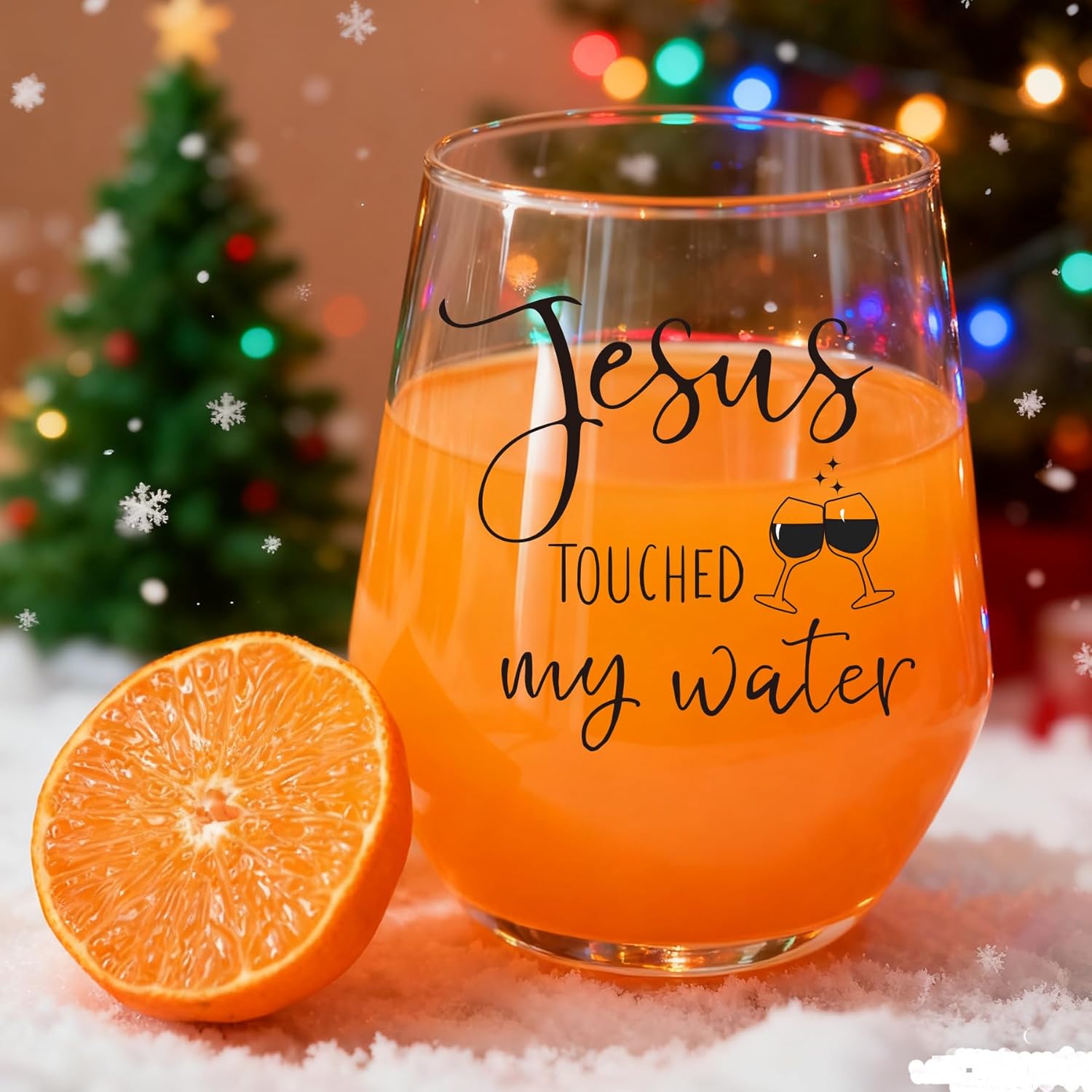 Funny Christian Gift for Women,Jesus Gifts for Women,Birthday Friendship Gifts,Jesus Touched My Water 15 Oz Wine Glasses - Image 3