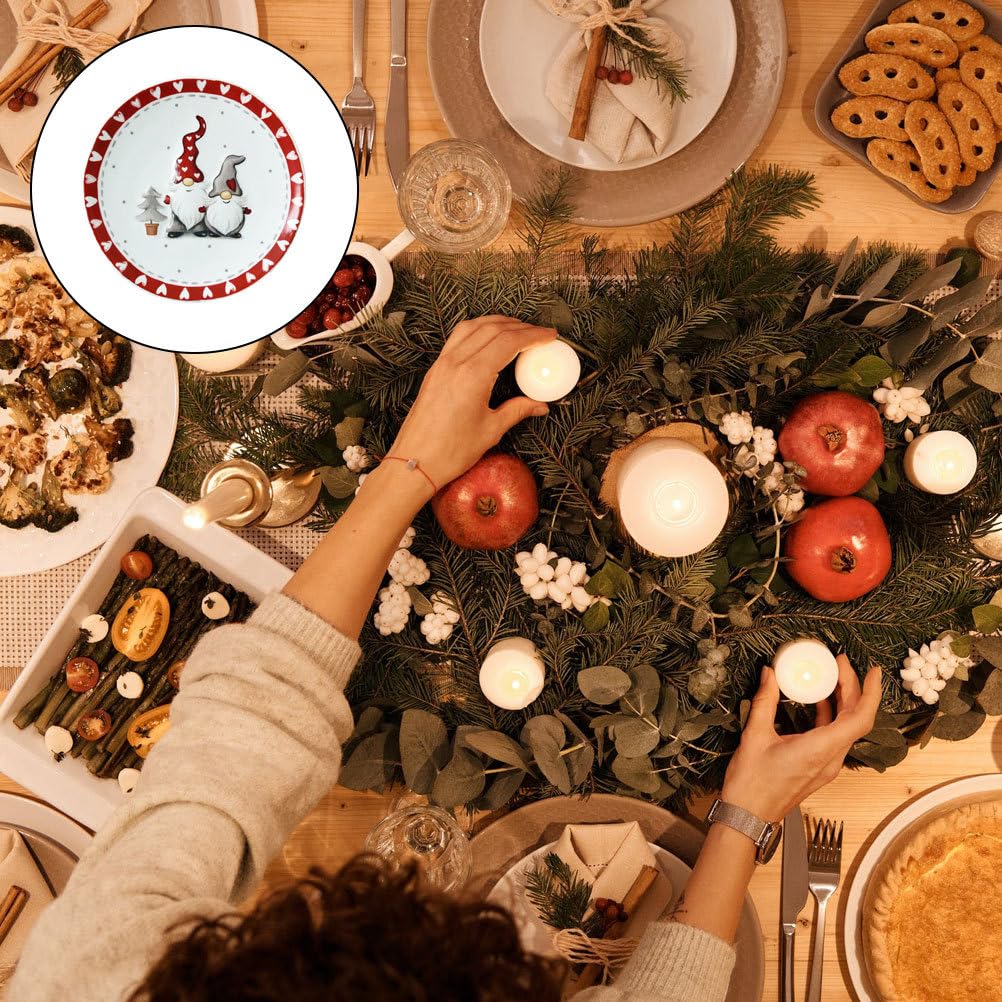 Cabilock Kuchenteller 2 Stück Fantastische Portion Weihnachten Vorspeise Salat Halter Stilvolle Dekorative Form GNOME Snacks Hochzeit Pasta Geschirr Kekse Ofen Desserts stück mit