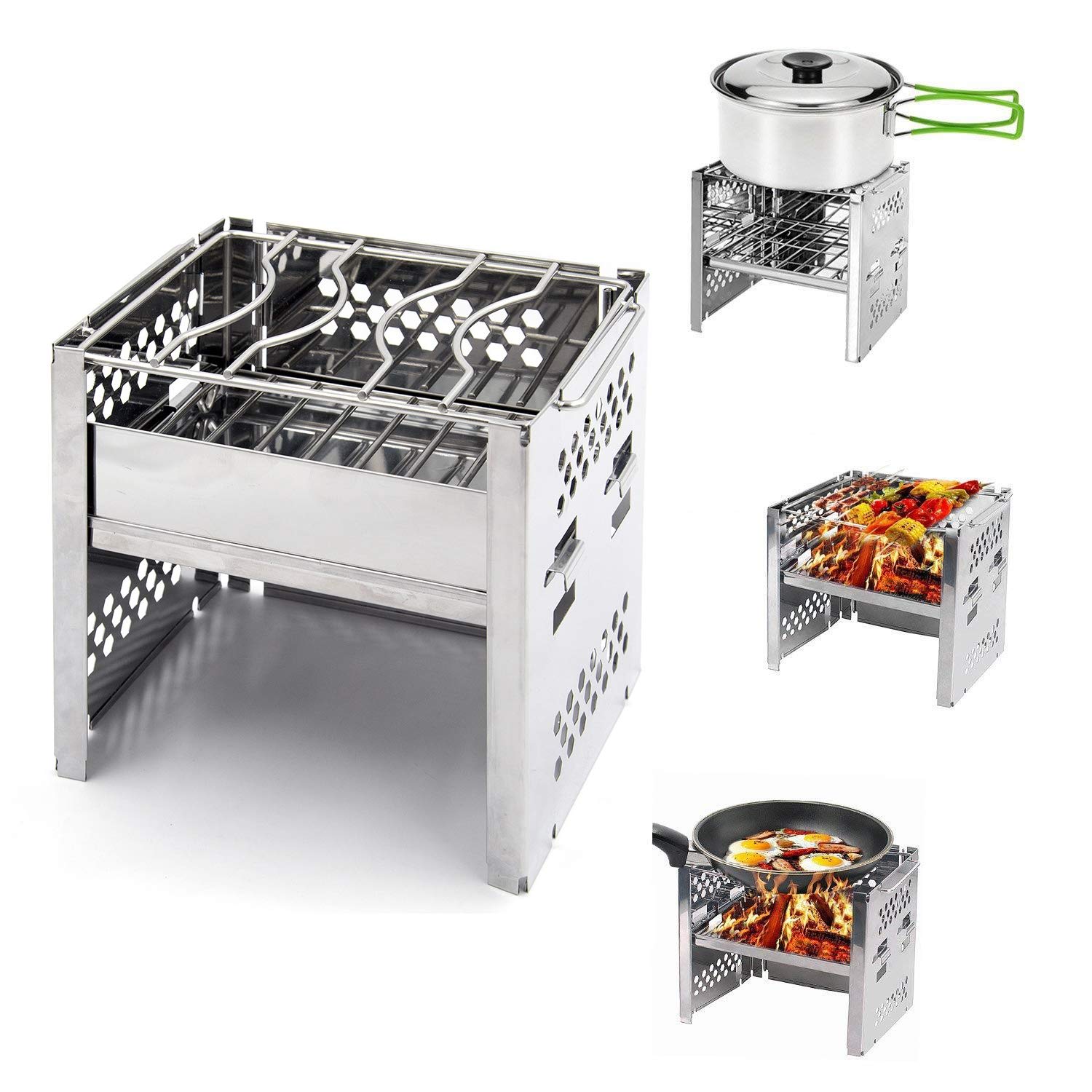 Dr.Taylor Portable Camping Stove, Mini Foldable Backpacking Wood Burning  Stove, Stainless Steel Lightweight Cooker with Carry Bag for Outdoor Hiking  Picnic BBQ : Amazon.co.uk: Sports u0026 Outdoors