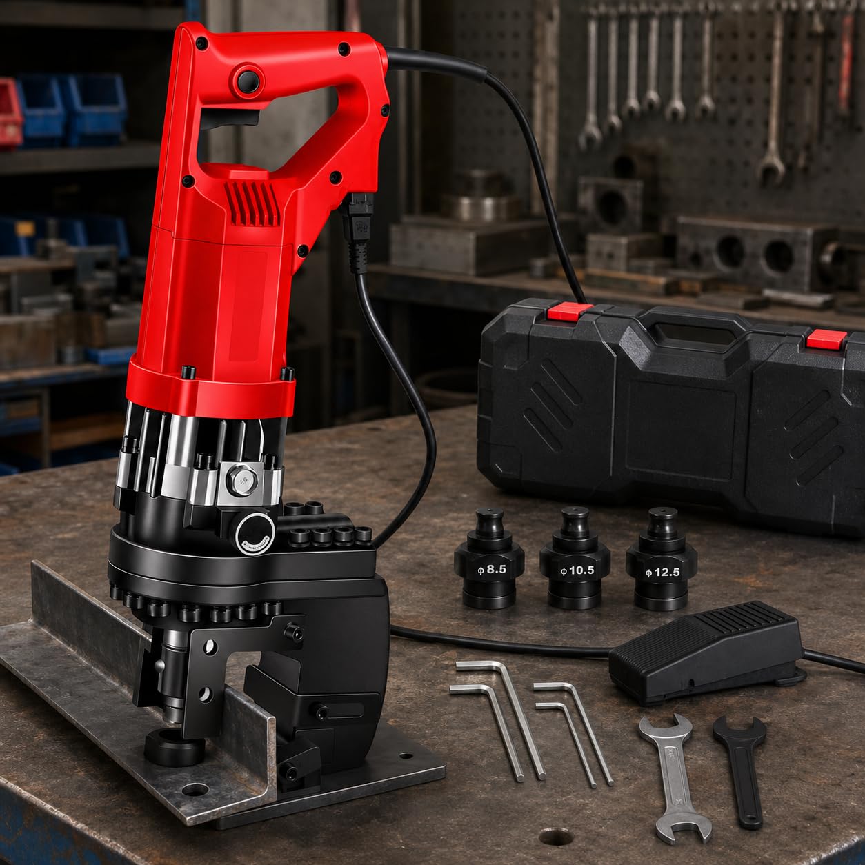 Elektryczny dziurkacz hydrauliczny 8,5-20,5 mm z 5 matrycami