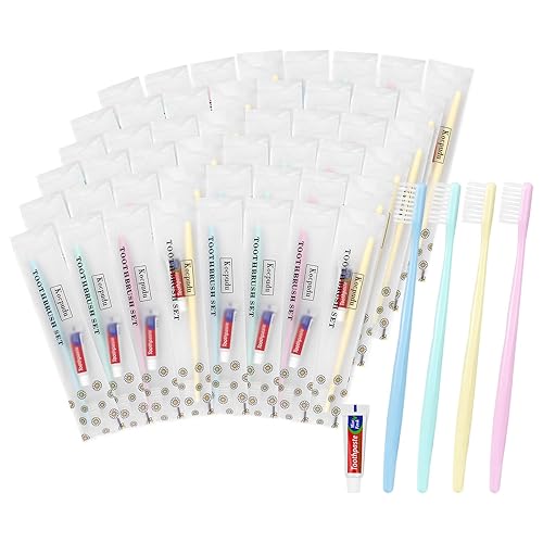 Delicate Toothbrush, 4 Colors, Individually Packaged - Bulk Set of 120 Pieces for Hotel, Home, Travel, Camping - 120