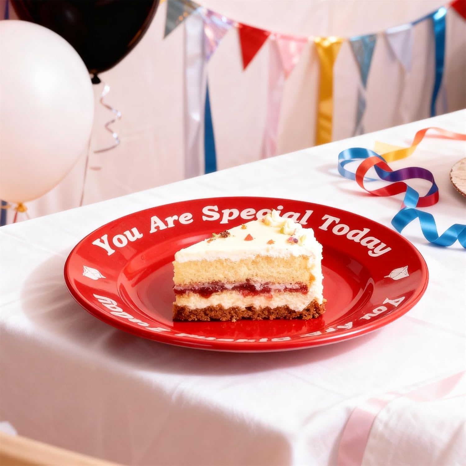 You Are Special Today Red Plate -10.6" Ceramic Celebration Plates for Birthdays, Anniversaries, Weddings, Graduations, Baby Showers, Milestones, and Etc. (2)