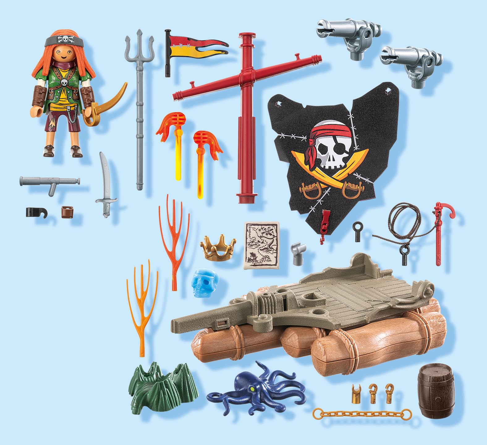 PLAYMOBIL | Pirati | Zattera dei pirati | Giocattolo Pirata | Personaggio Pirata | Giocattoli per bambini dai 4 anni in su | 71794