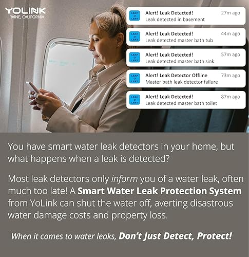 Vista 6 de YoLink Kit de inicio para el hogar inteligente: Hub y paquete de 3 sensores de fugas de agua 1, LoRa hasta 1/4 de milla de rango al aire libre