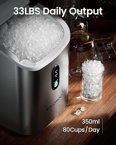 Miniatura 4 de Nugget Ice Makers - Máquina de hielo sónico de día de 33 libras, máquina de hielo para encimera con hielo masticable apto para dientes, máquina de