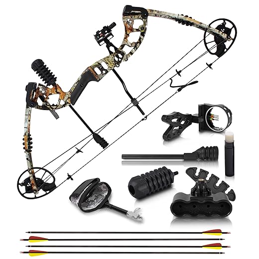 Creative XP Compound Bow and Arrow for Adults and Youth – Hunting Bow Archery Set with 4 Arrows, Fully Adjustable for Women and Youth 30-70 LBS, 24.5-31”, 320 FPS Speed, 5 Pin Sight, Quiver