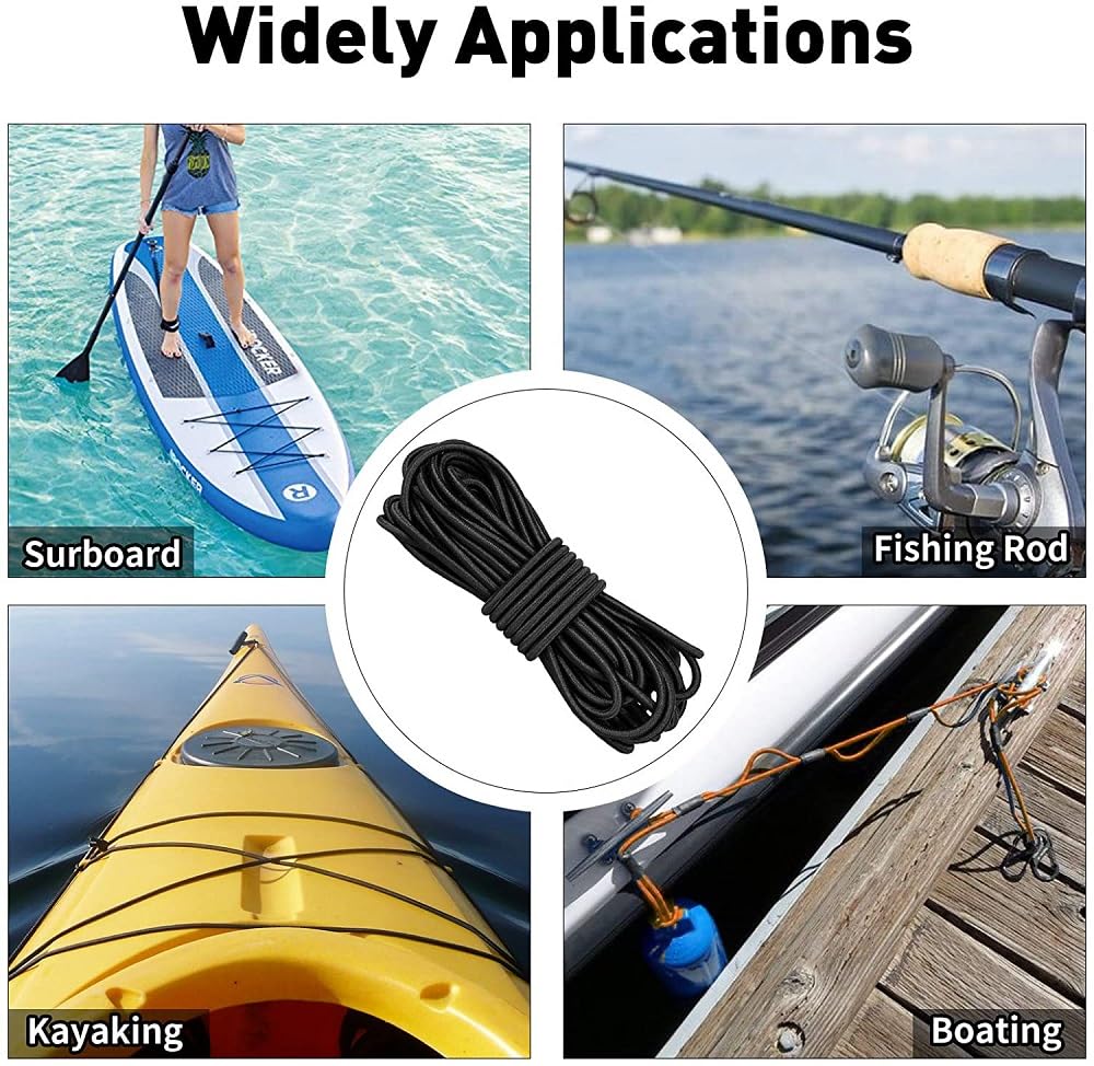 Cuerda elástica fuerte de 33 pies, cuerda elástica para acampar al aire libre, tiendas de campaña, kayak, barco, bolsa, equipaje (33 pies, diámetro de 3/32 pulgadas (2.5 mm)