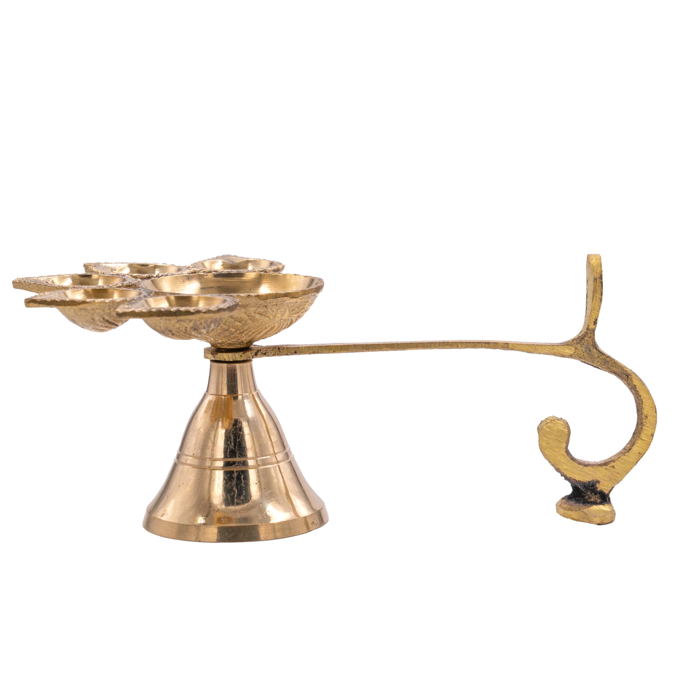 Diya tradizionale in ottone per Puja Essential Pooja Articolo per Aarti Arti Deepak Deepam per la decorazione della casa del tempio accessori regali (Panch Aarti Diya)