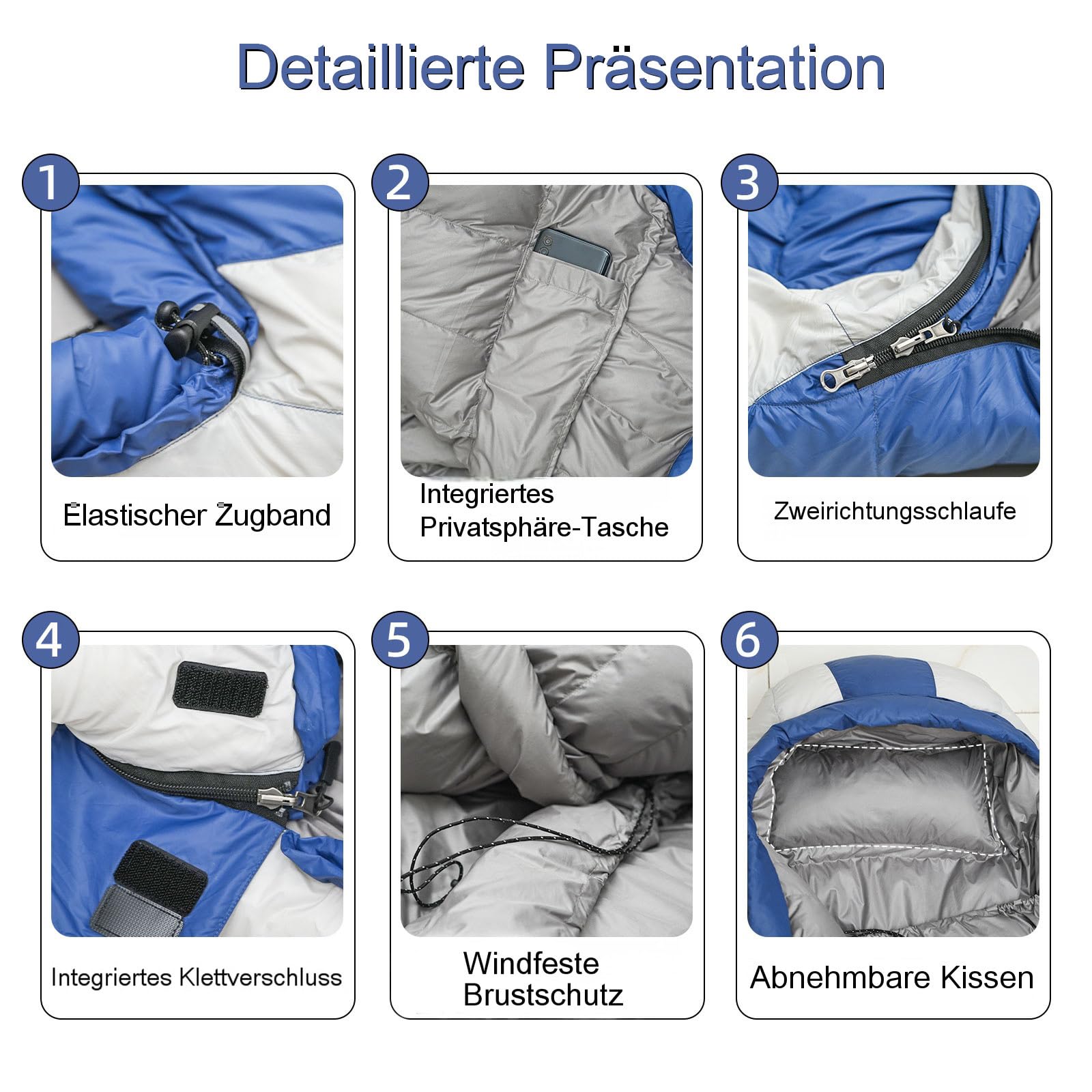 Ultraleicht Daunenschlafsack mit Kissen, Kleiner Leichter Sommer Schlafsack 680FP für Erwachsene und Kinder Wandern,Trekking und Camping Outdoor