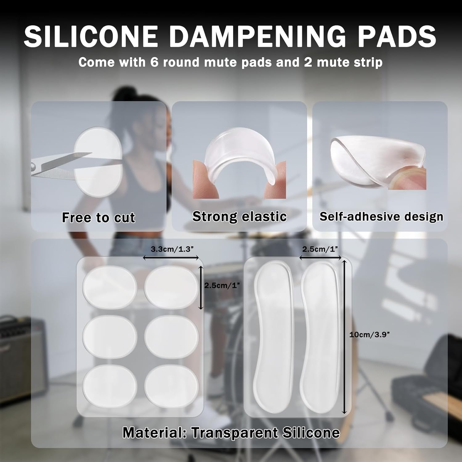 Drum Silencer Pads Set, 14 Pieces with Drum Dampening Pads and Cymbal Mufflers Pads, Fits 10”, 12”, 14”, 16", by ALLCIFP