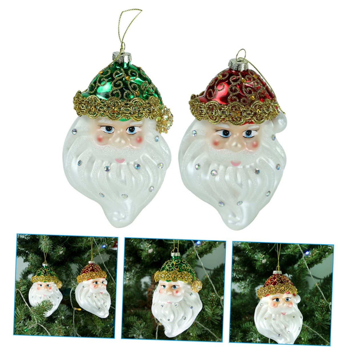 Ciieeo 4 Stück Weihnachtsmann-Ornamente Bruchsichere Weihnachtskugeln Christbaumschmuck weihnachtsdeko weihnachtsbaumdeko Weihnachtsbaum anhänger Weihnachtsbaum hängende Ornamente Glas