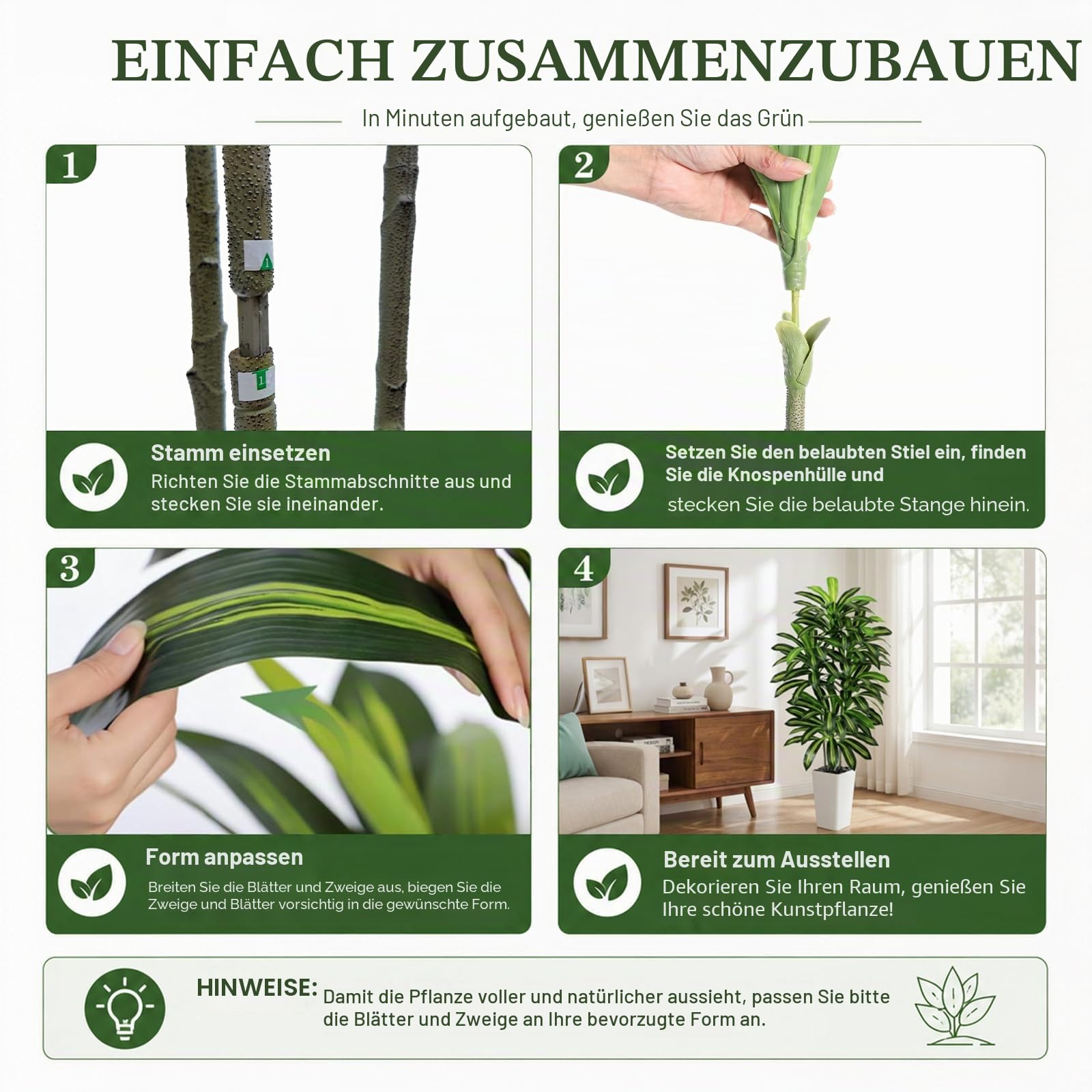 Künstliche Drachenbaum Pflanzen 150cm, Dracaena Kunstpflanzen Groß wie echt | Kunstbaum mit 105 Blätter, Weißer Topf mit Kieselsteine, Fake Pflanzen für Wohnzimmer Schlafzimmer Büro Balkon Indoor Deko