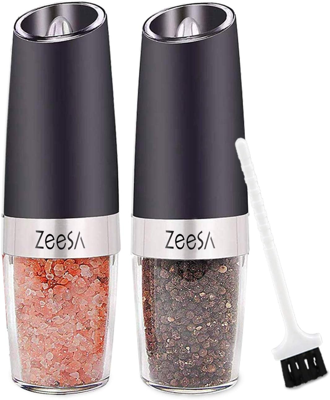 Electric Salt and Pepper Grinder Set Battery Powered Automatic Operated Pepper Grinder Gravity Salt and Pepper Mill Refillable with Light