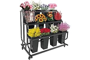 12-Bucket Black Flower Display Stand