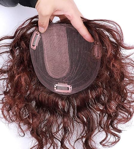 Parte rizada en forma de U con base de seda, encaje de cabello humano corto para frente y flequillo, extensión grande de 5.1 x 5.5 in (parte