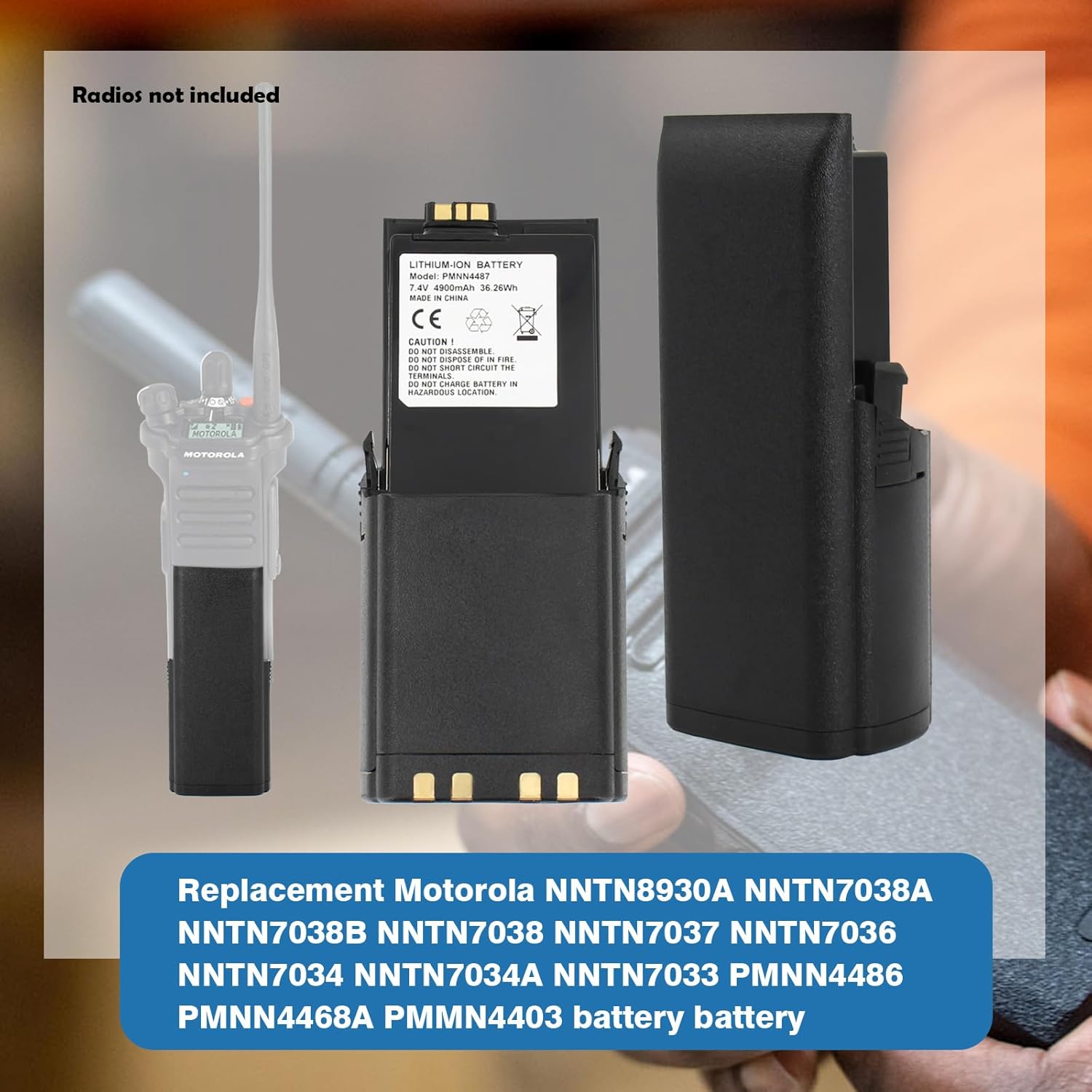 PMNN4487 PMNN4487A 4900mAh Li-Ion Battery Compatible for Motorola APX7000 APX6000 APX8000 SRX2200N APX7000XE APX8000X Radio Battery NNTN8930 Pmnn4486A NNTN7038A NNTN7038B (Non-IMPRES) - Image 5