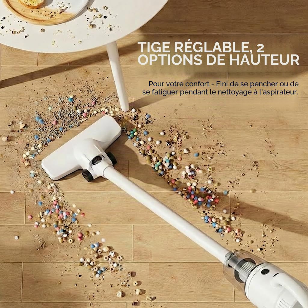 2-en-1 Léger Aspirateur Filaire, Aspirateur à Main et Balai avec Aspiration Puissante, Filtre Lavable et Grand Réservoir à Poussière, Idéal pour Sols Durs, Tapis et Poils d’Animaux