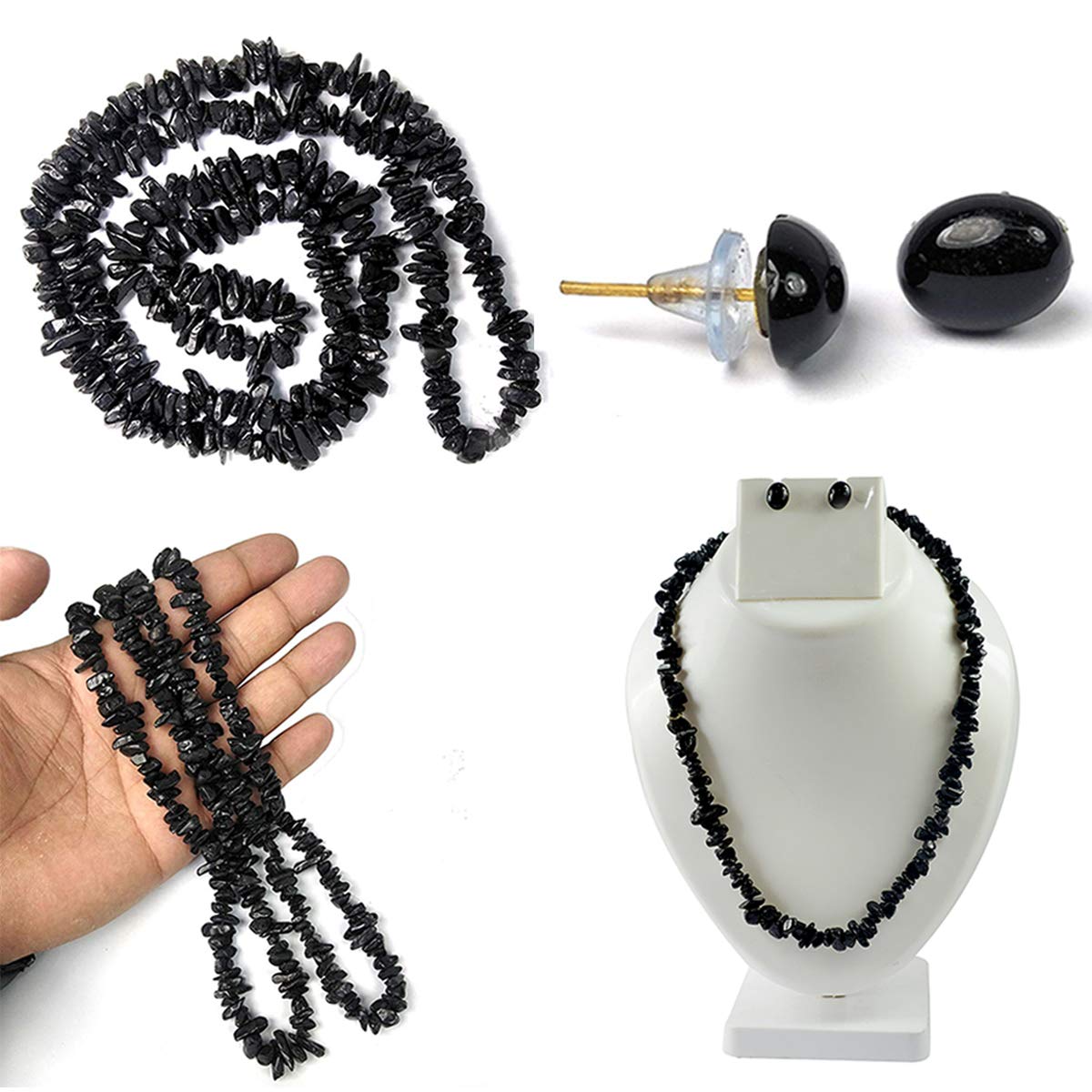 Reiki Crystal Products Natural Black Tourmaline Necklace Mala With Earring Set For Reiki Healing And Crystal Healing Stone For Women (B07B4YKMT8) Amazon Price History, Amazon Price Tracker