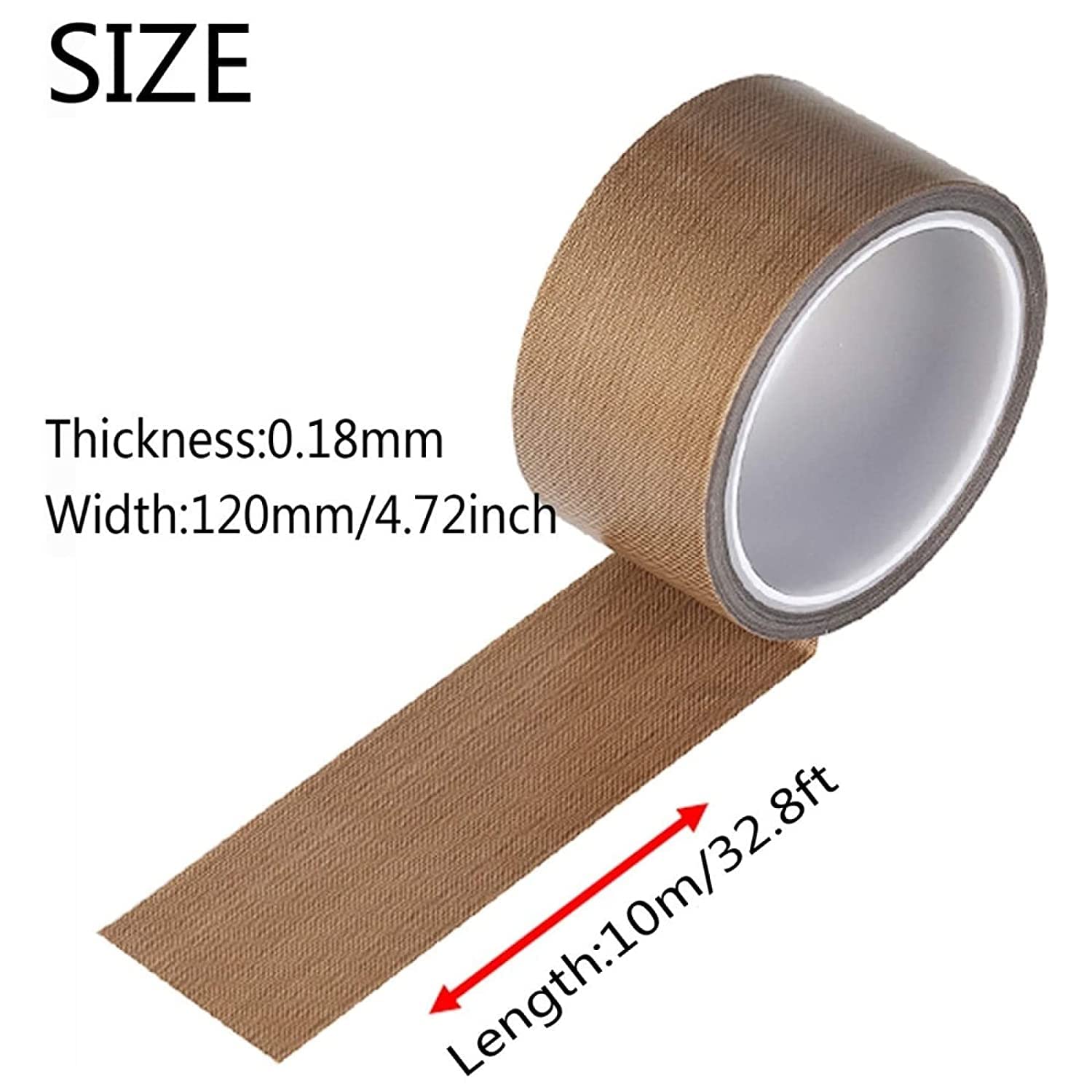 Nastro in teflon, nastro PTFE, nastro a farfalla ad alta temperatura per sigillatore, lunghezza 10 m/32,8 m, spessore 0,18 mm, larghezza (120 mm)