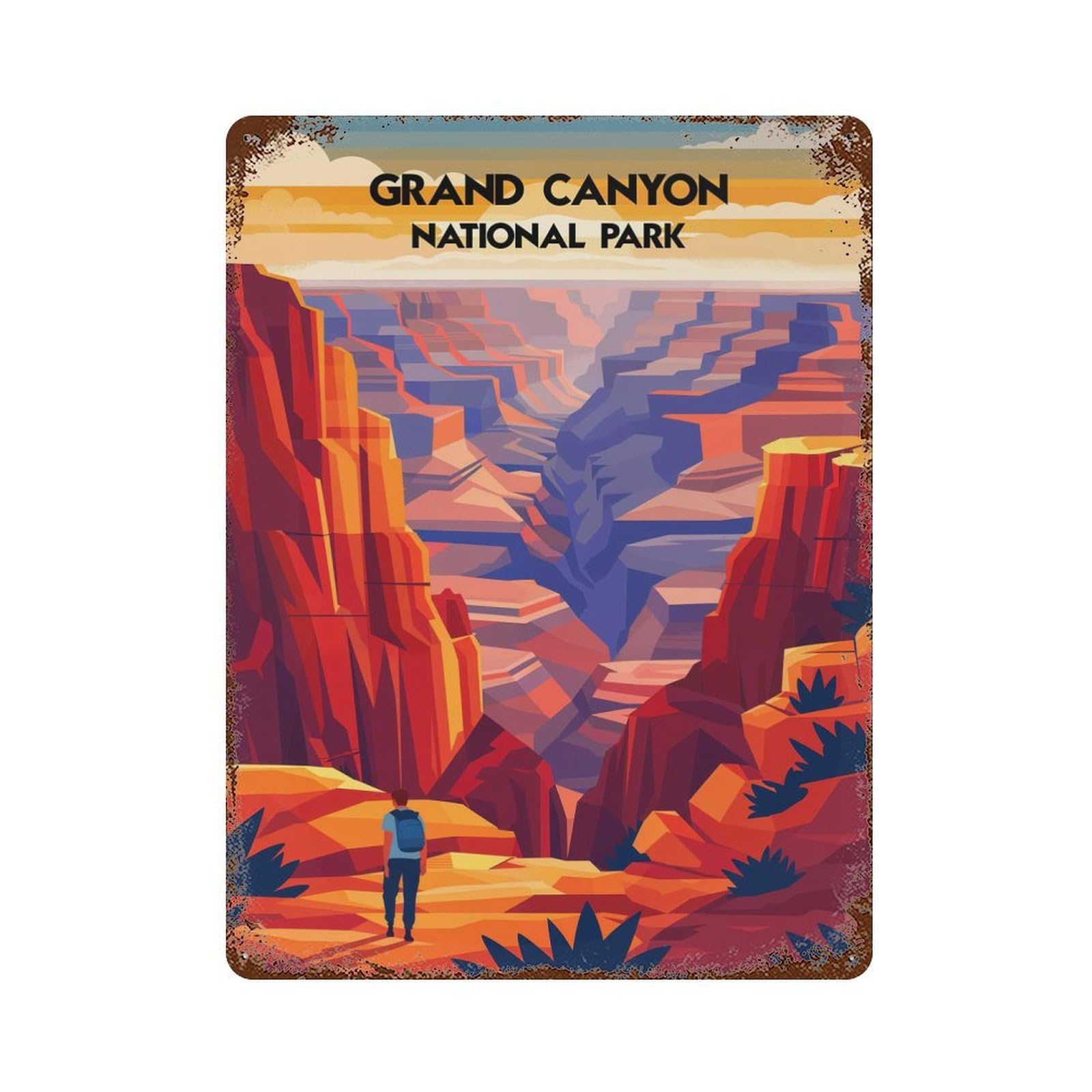 Grand Canyon Majesty Weathered Tin Sign 15.7"x11.8", Ideal for Basement, Hobby Room And Garage Decor