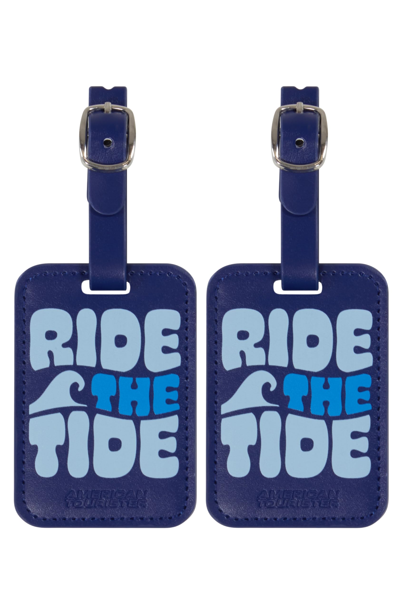 American Tourister Luggage Tags - for suitcases and Bags, with Adjustable Strap, Address Card Included, with Print, Set of 2 - Ride The Tide