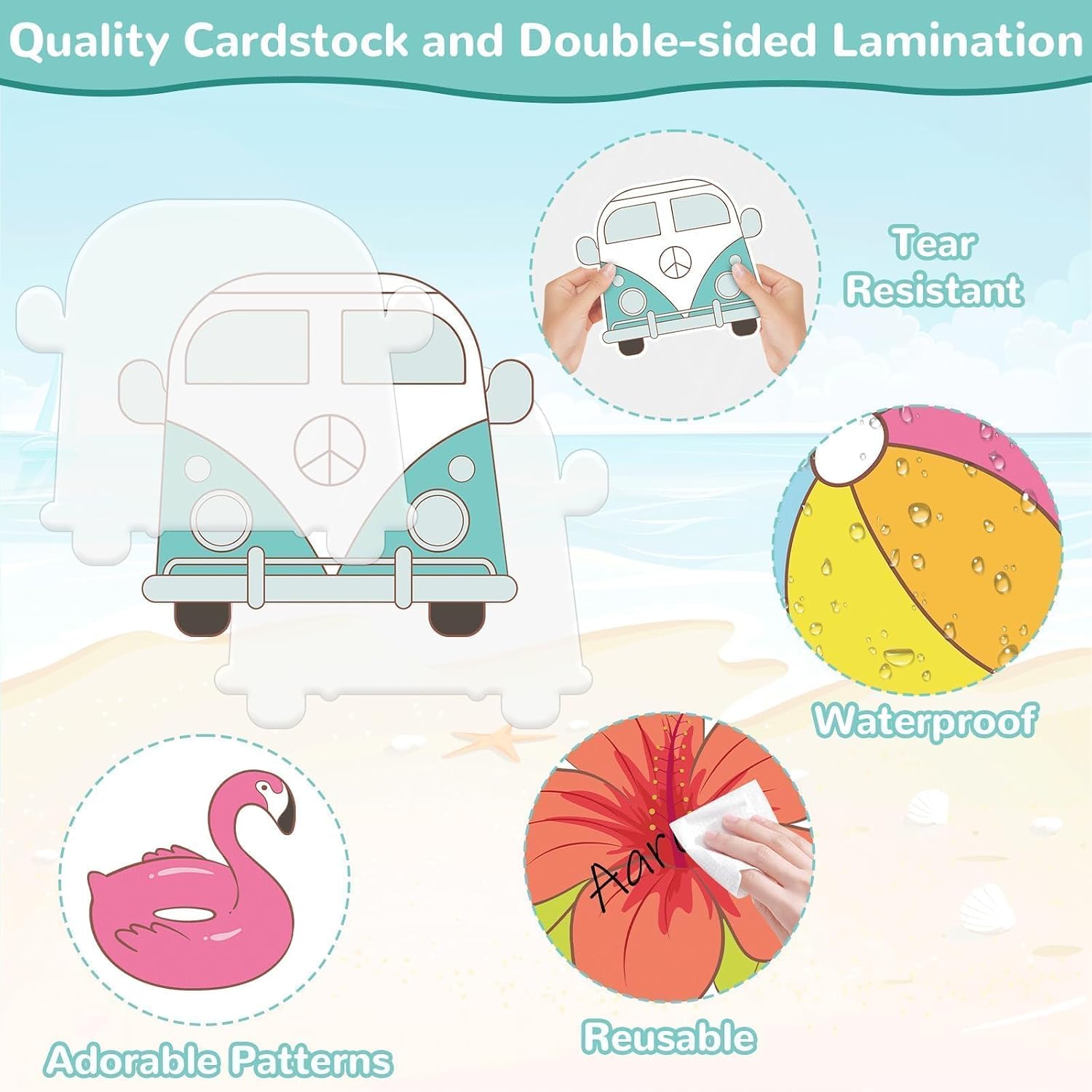 Hello Summer Bulletin Board Decoration Set Summer Theme Bulletin Board Borders Beach Paper Cutouts Summertime Bulletin Boarder for Hello Summer Tropical Theme School Classroom Decor