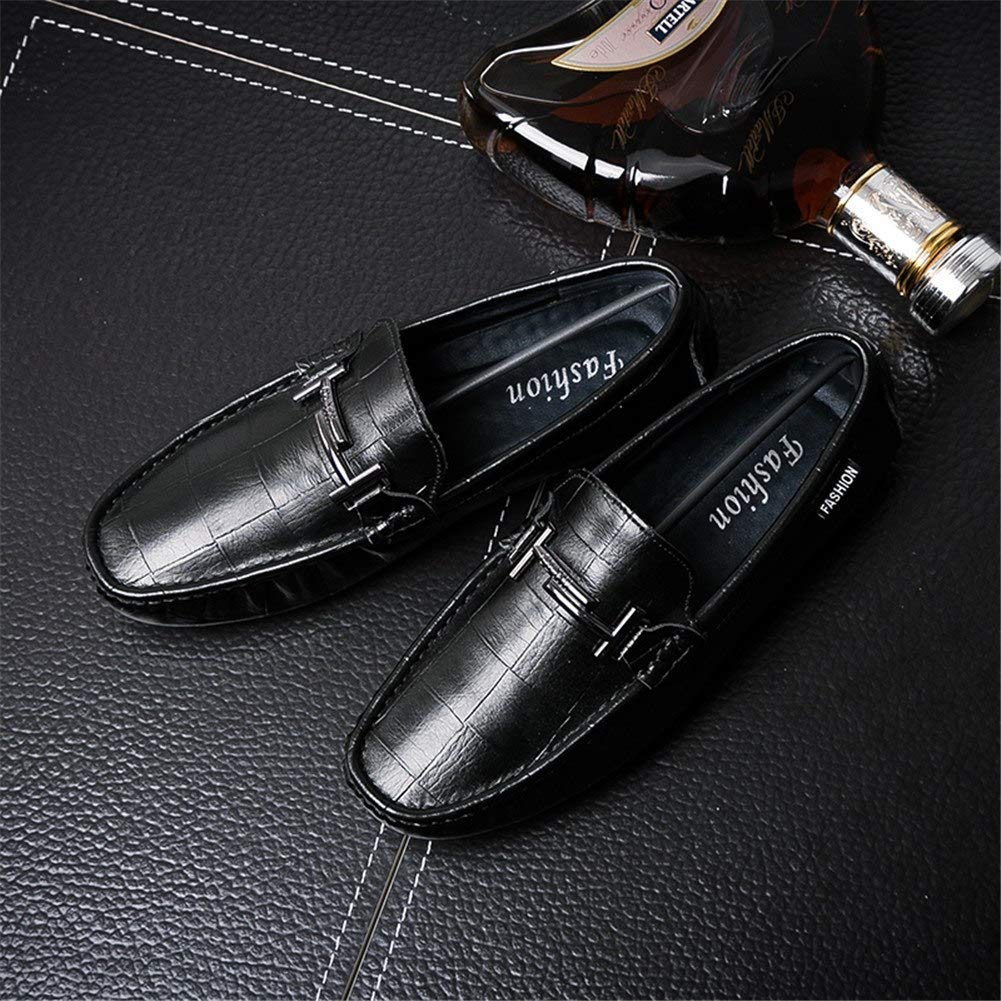 Hombre Artesanal Mocasines Decorado Hebilla Transpirables Oficina Trabajo Zapatos Caminar,Negro 40 EU