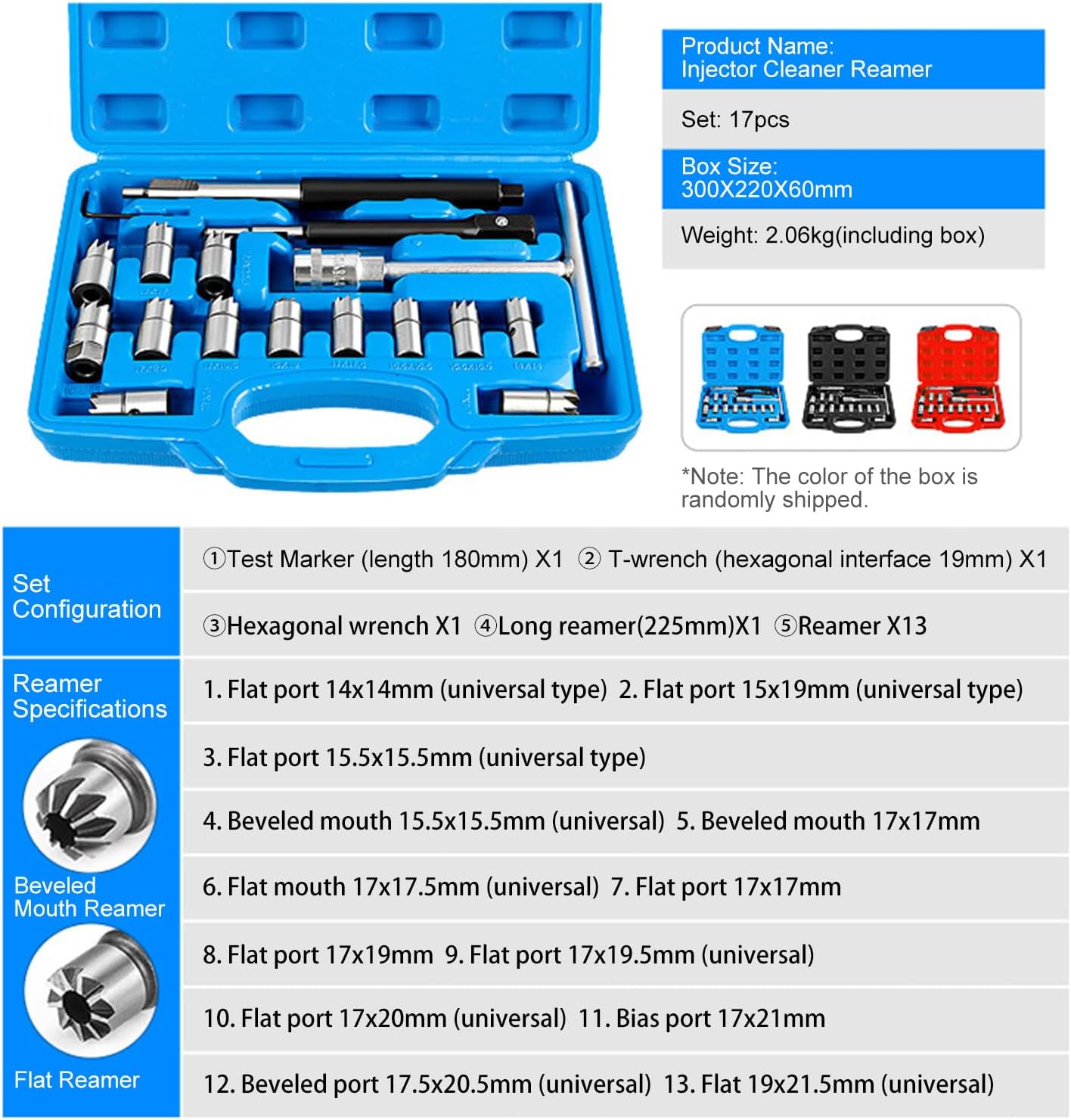 HXBER Auto Repair Tools Car Accessories,17Pcs Diesel Injector Set Seat Cutter Cleaner Disassemble Tool Kit Universal Injector Re-Face Reamer Tool Set Valve Seat Cutter Flat Reamer Repair Removal Tool