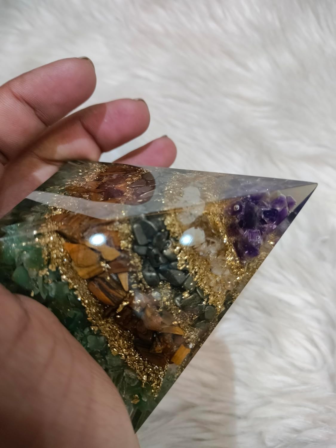 Wealth & Abundance Orgonite Pyramid – Orgonite Pyramid for Healing and Meditation and Home Decor Items