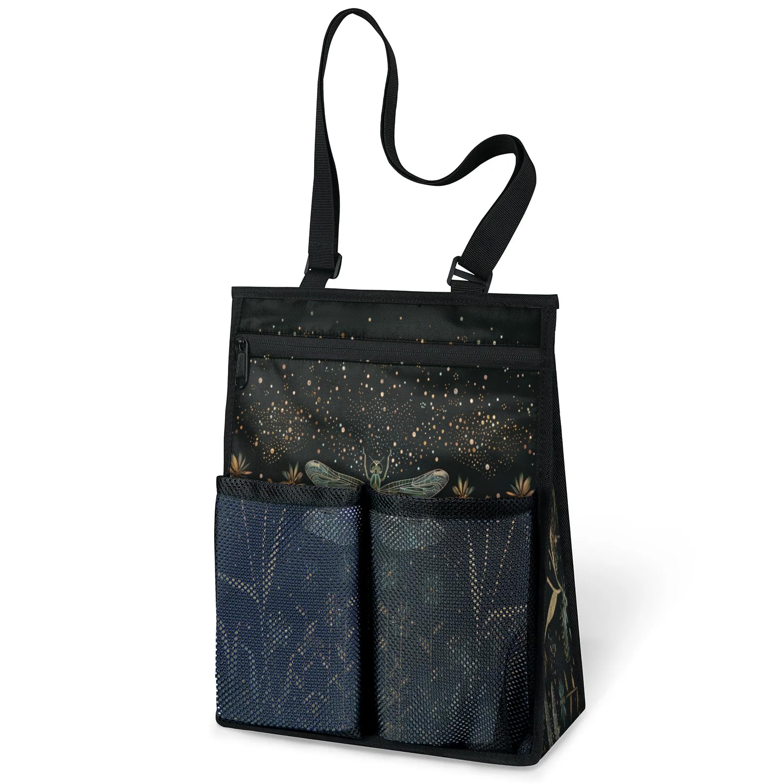 Ourtheme Dragonfly Flowers Portable Shower Bag for Travel Gym Camp Beach Tote Shower Caddy Bags Hanging Toiletry Organizer