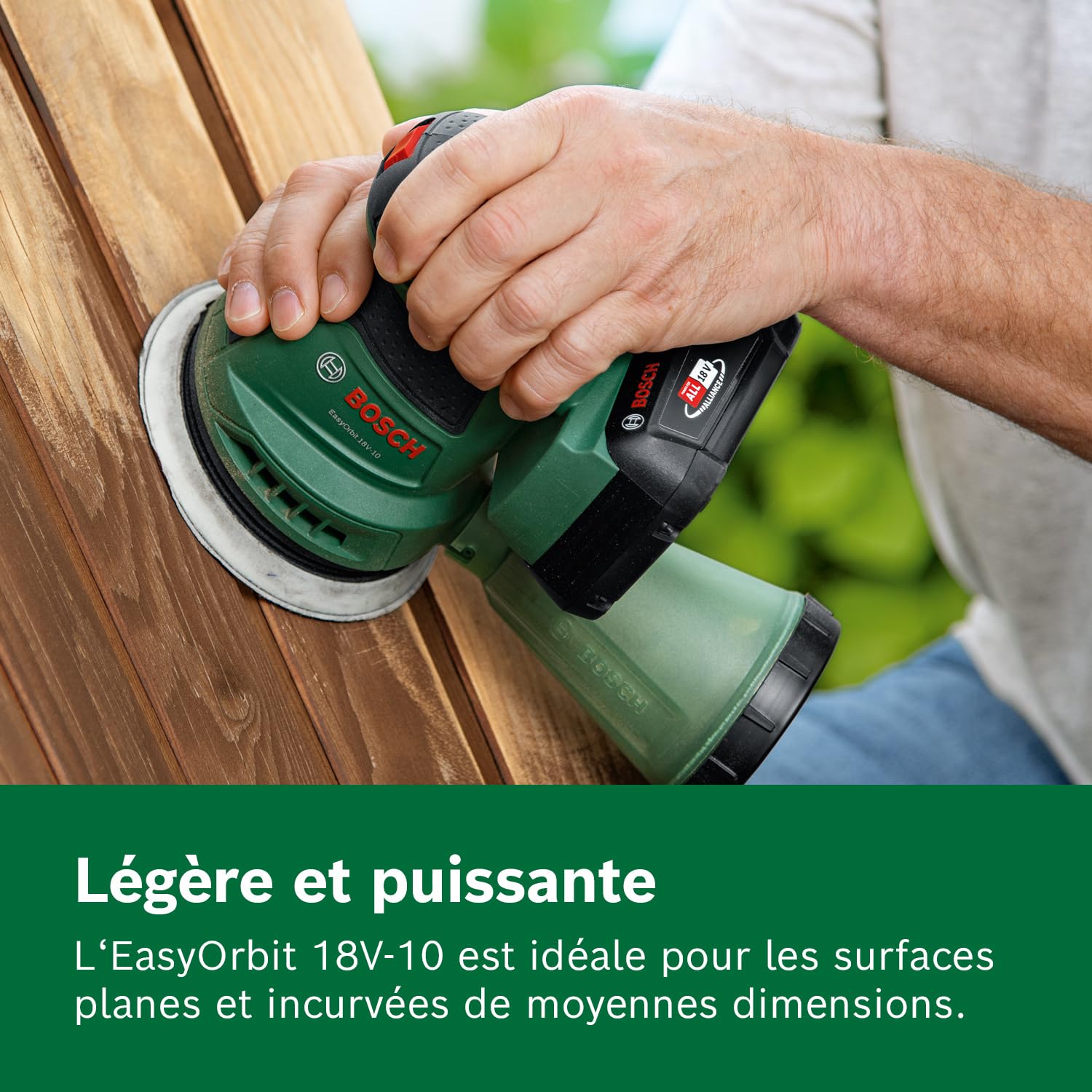 Bosch ponceuse excentrique sans fil EasyOrbit 18V-10 (ponçage de petites et moyennes surfaces en bois ou surfaces vernies ou peintes ; diamètre : 125 mm ; système 18V ; batterie 2,0 Ah et chargeur)