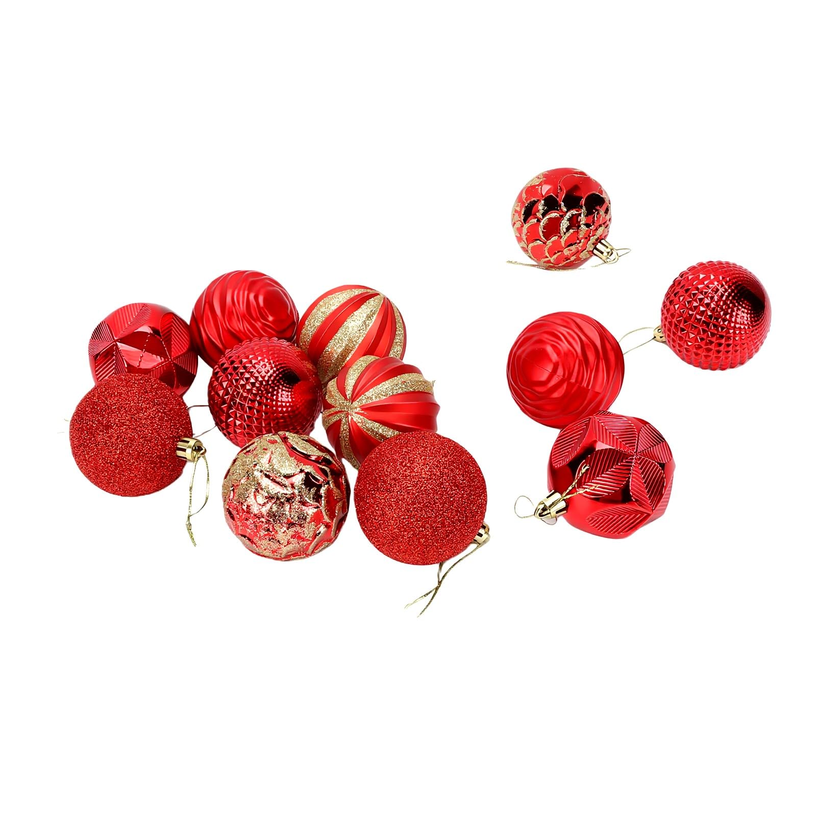 Cocoarm 12 Pezzi Ornamenti Natalizi Sferici Infrangibili, 6cm (rosso)