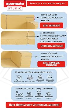 Xpermate Özel Ölçü Palet Minderi Bahçe İç Ve Dış Mekan Minder Koltuk Minder (Sarı)