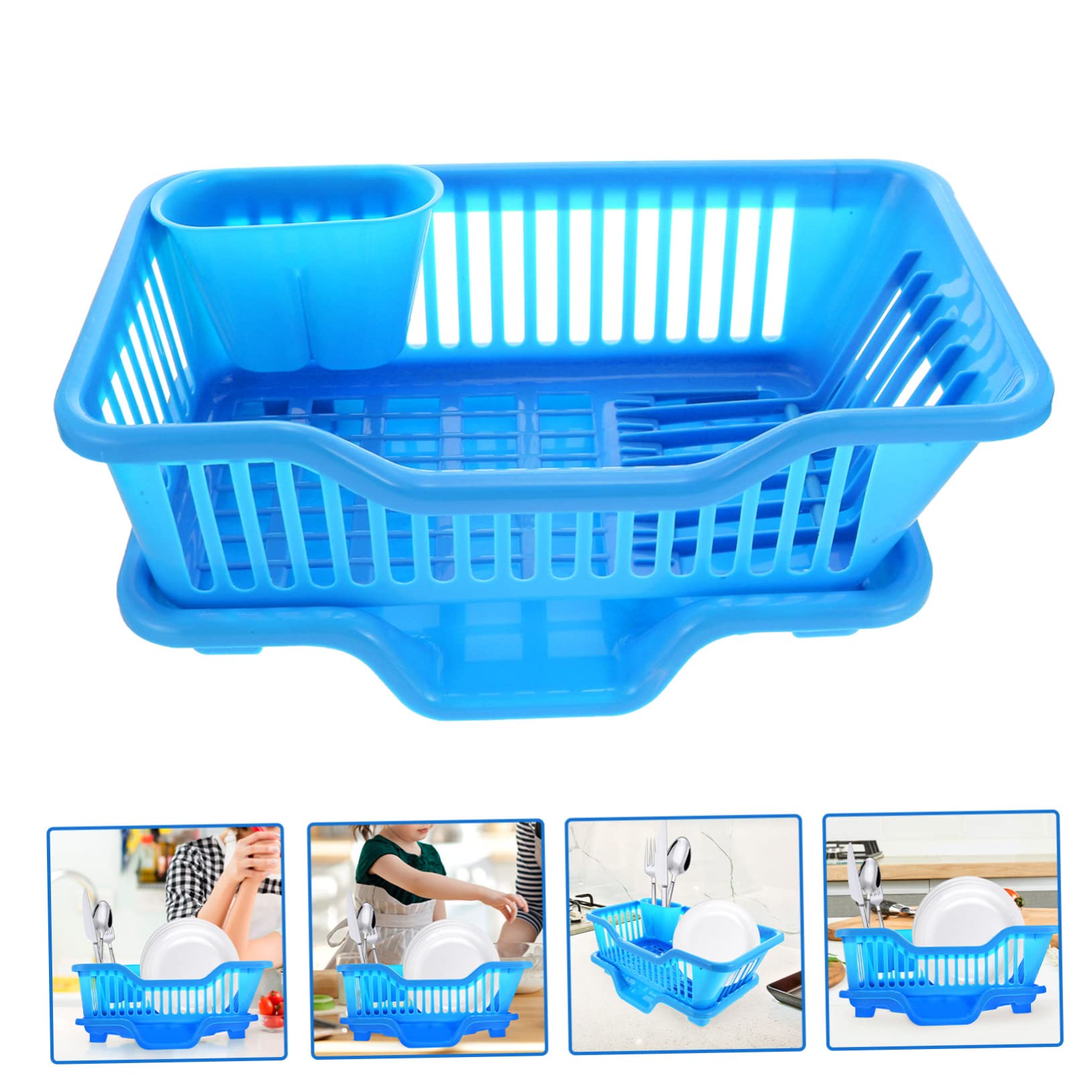 Alipis 1 Set mensola della cucina scolapiatti con vaschetta raccogligocce scolapiatti da cucina scaffale espositivo scaffali di stoccaggio scolapiatti per uso domestico fornitura cucina