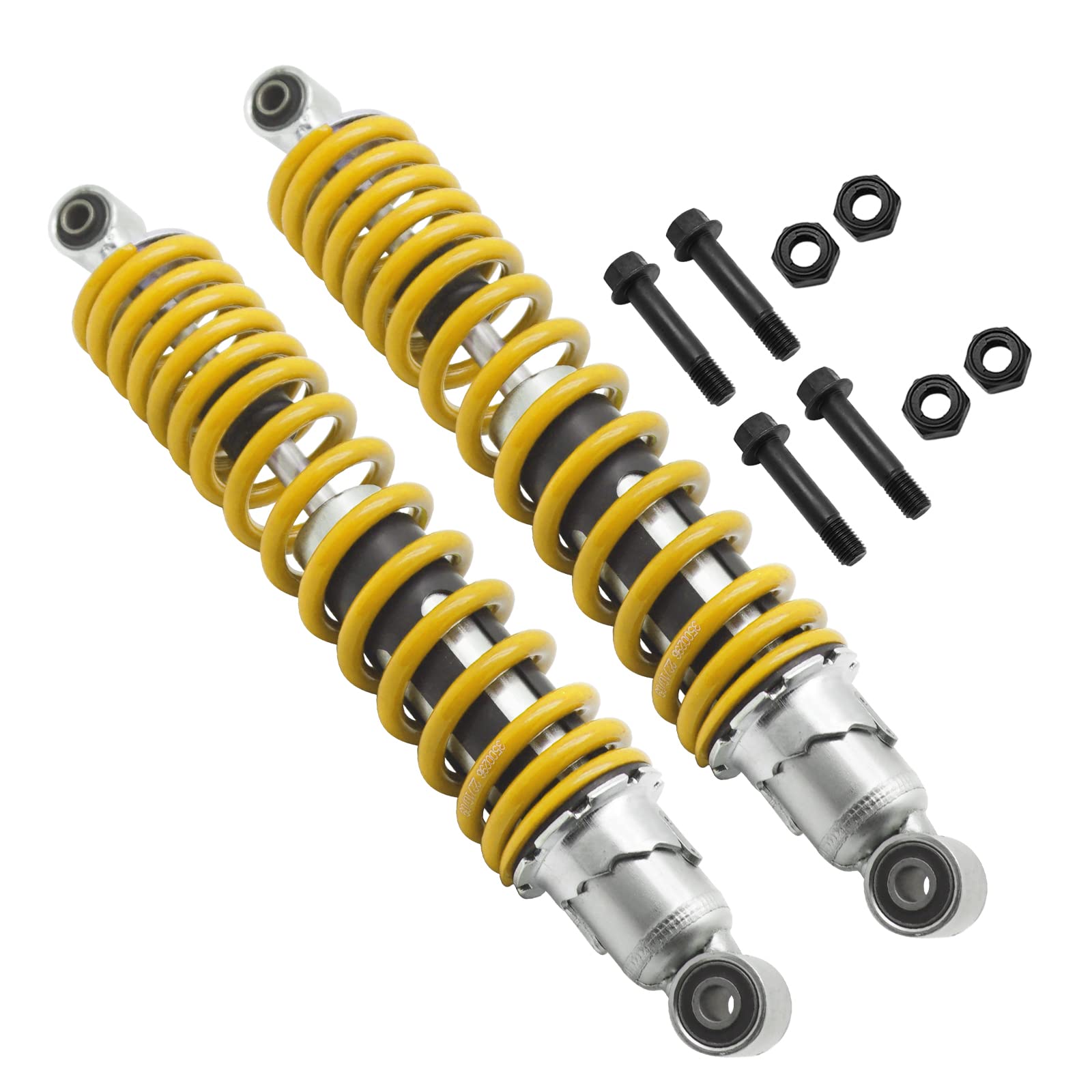 M MATI Jambes de force d'amortisseur avant et écrou autobloquant pour Yamaha Banshee 350 YFZ350 1987-2006, 2 pièces réglables avant gauche et droite (jaune)