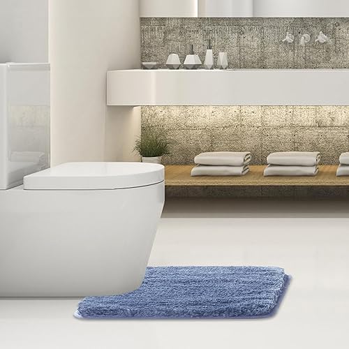 Miniatura 2 de Alfombra de contorno de baño antideslizante, absorbente de agua, suave microfibra lanuda lavable a máquina, alfombra de baño para baño, felpa gruesa