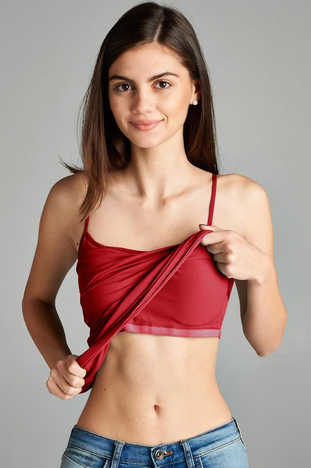 Emmalise Women's Camisole Built in Bra Wireless Fabric Support Short Cami - Image 2