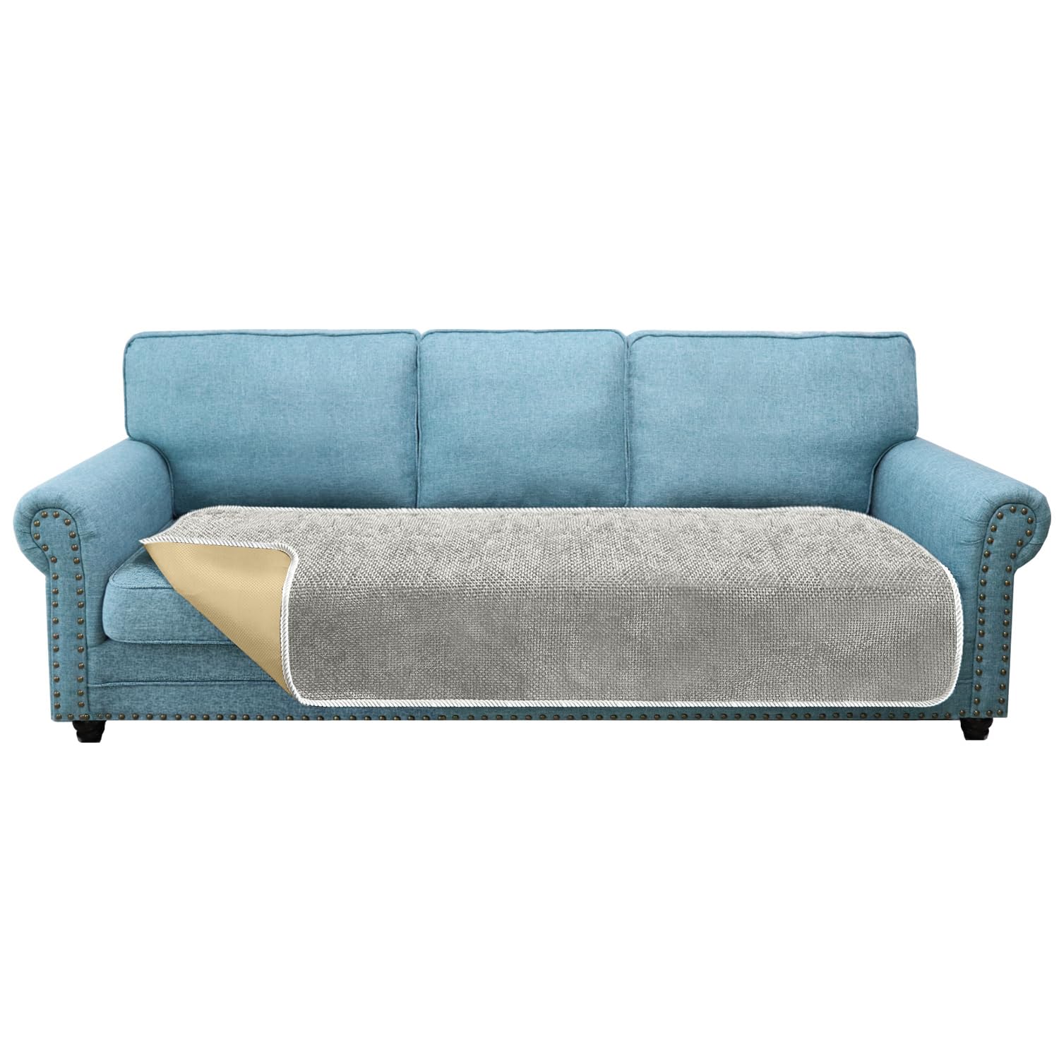 Granbest Non-Slip Sofa Seat Covers 3 Seater Plus Thick Sofa Cover Sofa Protectors from Pets Universal for All Seasons (3 Seater Plus, Light Grey)