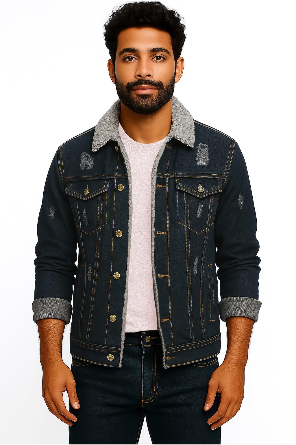 athrz Men Regular Fit Washed Full Sleeve Stylish Denim Jacket-picture-10