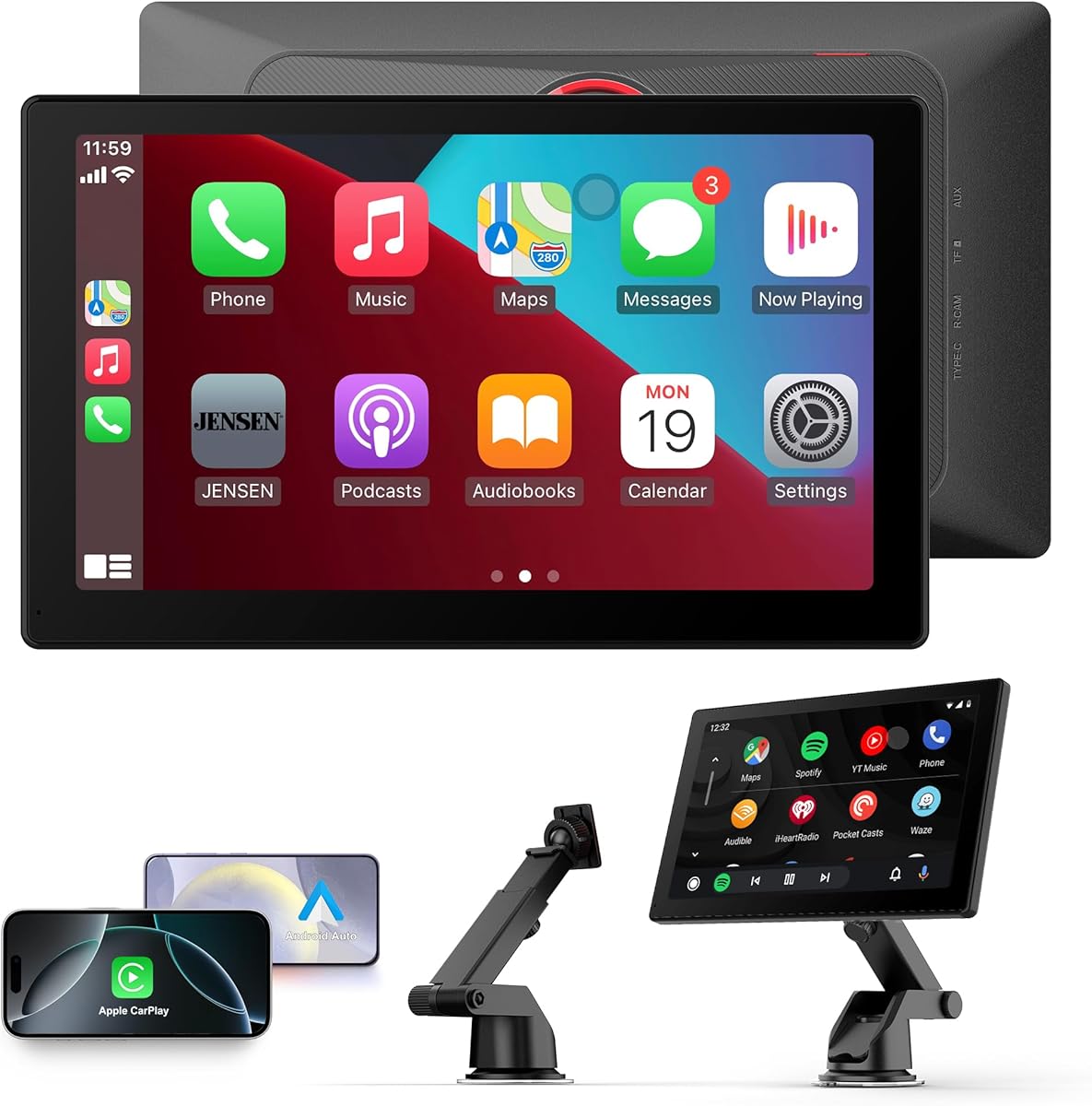 Car Stereo,9 Inch CarPlay Screen for Apple Car play & Android Auto,Portable Car Player Wireless Car Play Screen with Voice Control, Suitable for Most Vehicles (9 Inch)