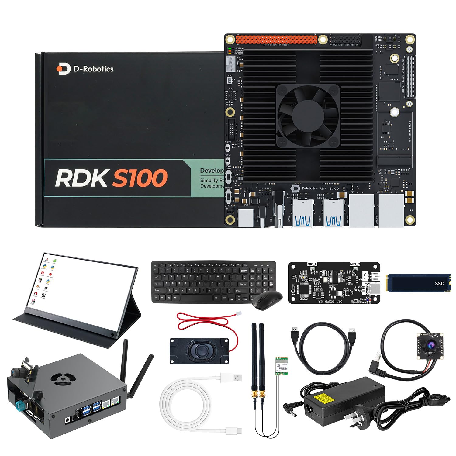 Yahboom RDK S100 AI Embedded Development Board, with FHD Display/Keyboard/Mouse/256G SSD/USB Camera All-in-One AI Development Platform